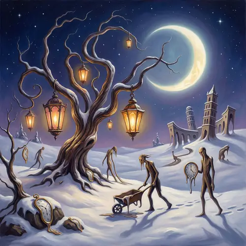 Surreal Winter Solstice Scene | 19th Century Surrealist Art Style