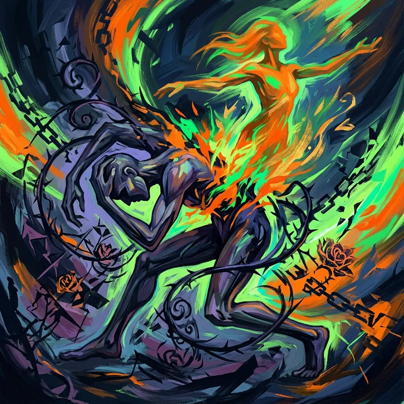 Resilience Through Pain: Surrealist Art with Vibrant Colors