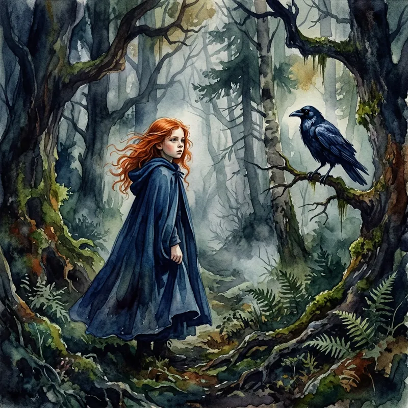 Mystical Gothic Portrait Amid Mystic Forest with Enigmatic Girl