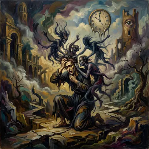 Surreal Mind Battle: Internal Conflicts Depicted in Art