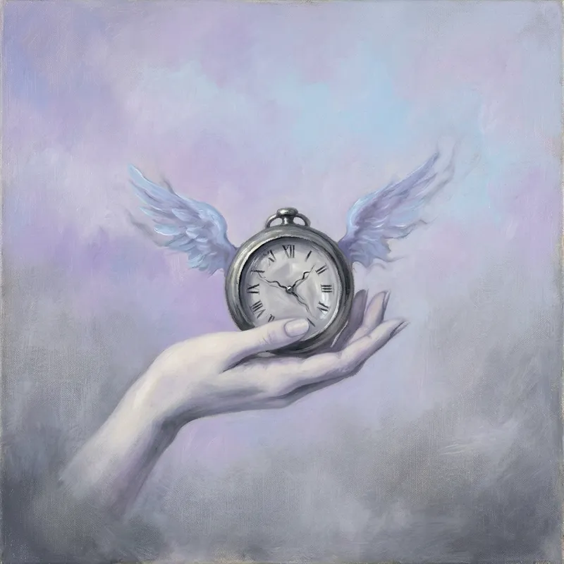 Salvador Dali Inspired Clock with Wings: Minimalist Design in Lavender