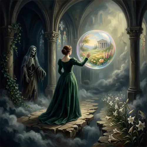 Symbolic Portrayal of Denial of Death in Surrealistic Style