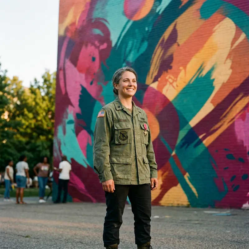 Courageous Female Veteran in Abstract Colors Courageous Female Veteran in Abstract Colors