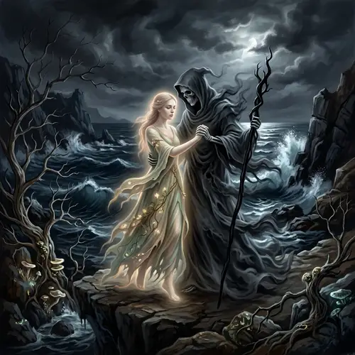 Surreal Dance of Life and Death: Macabre Digital Painting