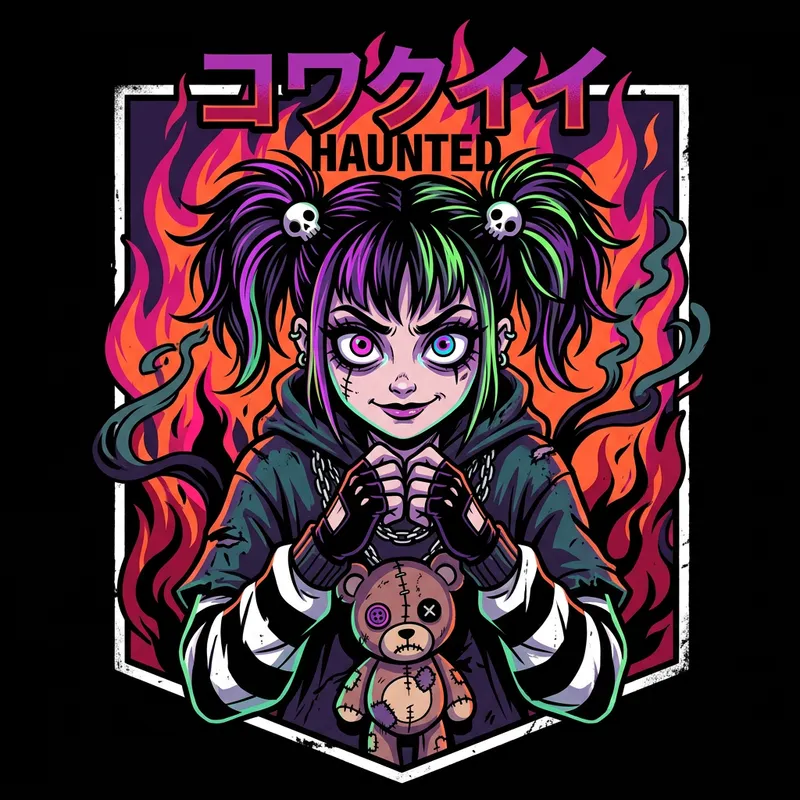 Creepy Kawaii Model T-Shirt Design Creepy Kawaii Model T-Shirt Design