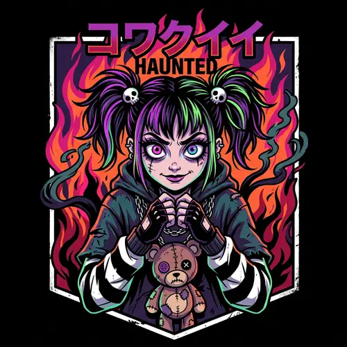 Creepy Kawaii Model T-Shirt Design