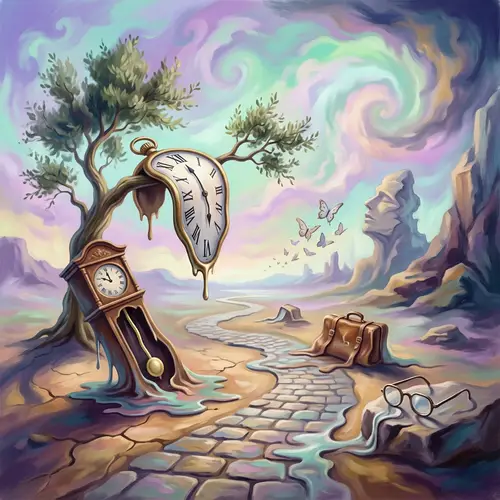 Surreal Ephemeral Time Art: Dalí-Inspired Dreamlike Composition