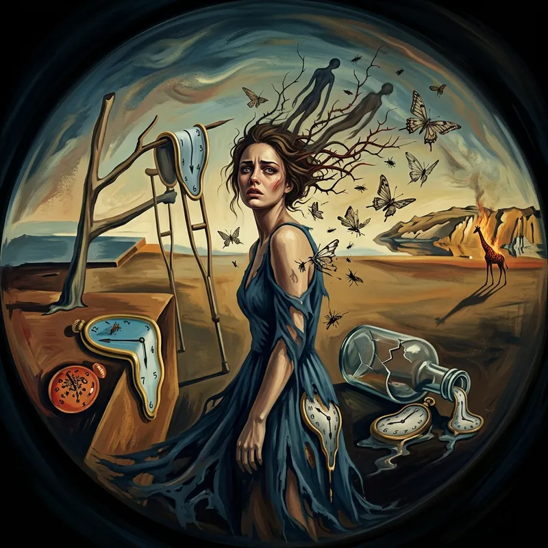 Surrealist Drug Descent: Woman's Chaotic Journey & Struggle