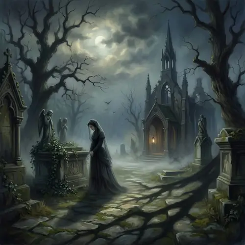Surreal Gothic Scene: Tangible Sorrows of Death in Art