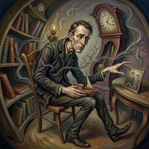 Surrealist Painting: Emotionally Charged Portrayal of Addiction Struggle