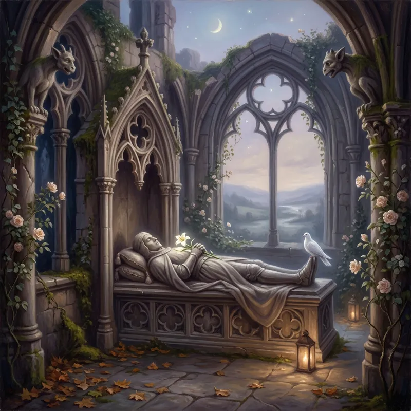 Tranquil Reverie: Surrealistic Gothic Artistry
