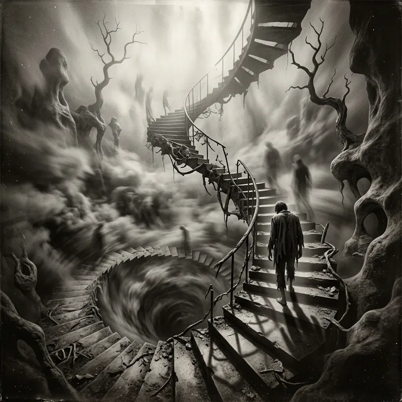Ethereal Surrealist Journey through the Abyss of Mortality