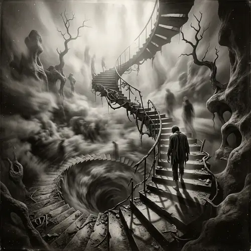 Surrealistic Descent into the Abyss of Death Artwork