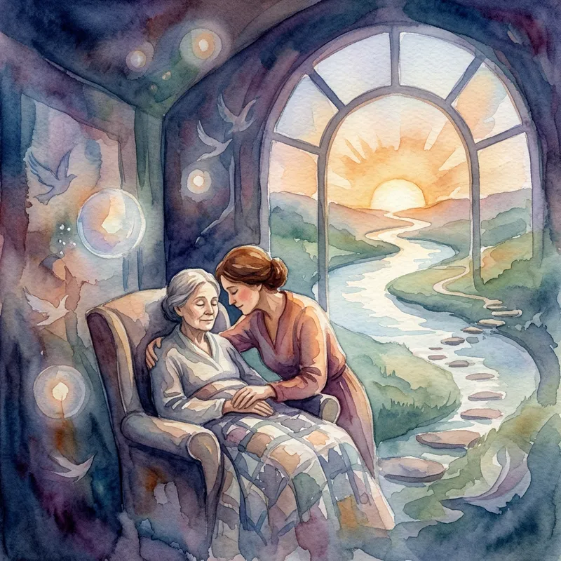 Death Doula Services - Surrealistic End-of-Life Watercolor