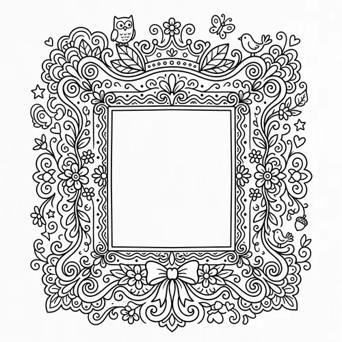 Whimsical Cartoon Picture Frame Coloring Page