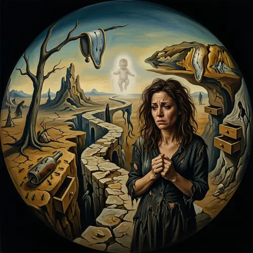 Surrealistic Portrait of Woman Battling Addiction | Dali-Inspired Photography