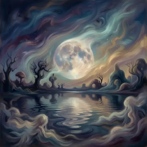 Celestial Moon in Dreamlike Sky: Mystical Surrealism