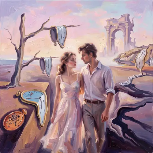 Forbidden Summer Love Oil Painting - Romantic Surrealism Art