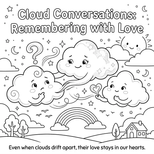 Whimsical Clouds Coloring Page: Loss and Wonder for Kids