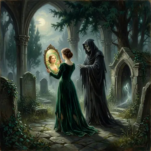 Surrealistic Depiction of Denial of Death - Gothic Style Artwork