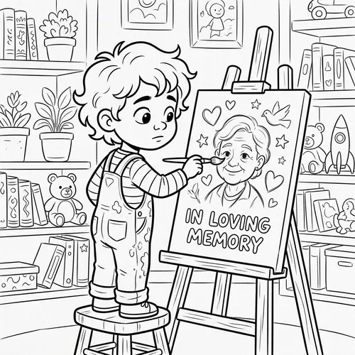 Young Child Painting Tribute Picture | Colorful Imaginative Scene