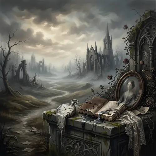 Surrealist Scene of Sorrows and Shadows | Gothic Digital Painting