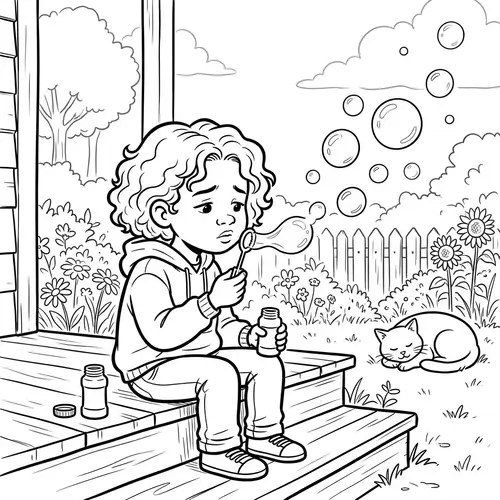 Child Blowing Soap Bubbles: A Scene of Childhood Innocence