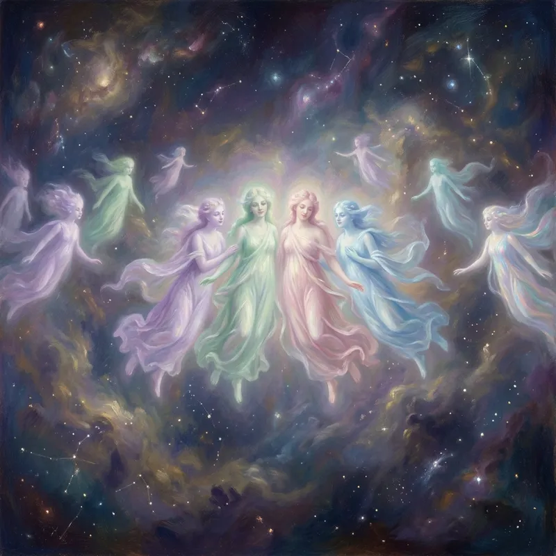 Celestial Beings in Ethereal Cosmos - Cosmic Fantasy Art