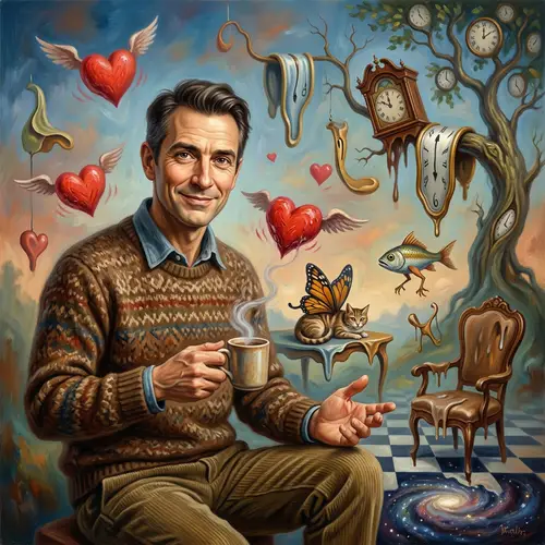 Surrealism Portrait: Father, Brother, and Friend in Dreamlike Setting