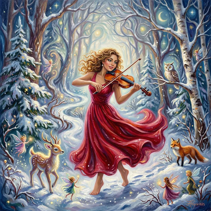 Captivating Winter Forest Dance with Enchanting Music
