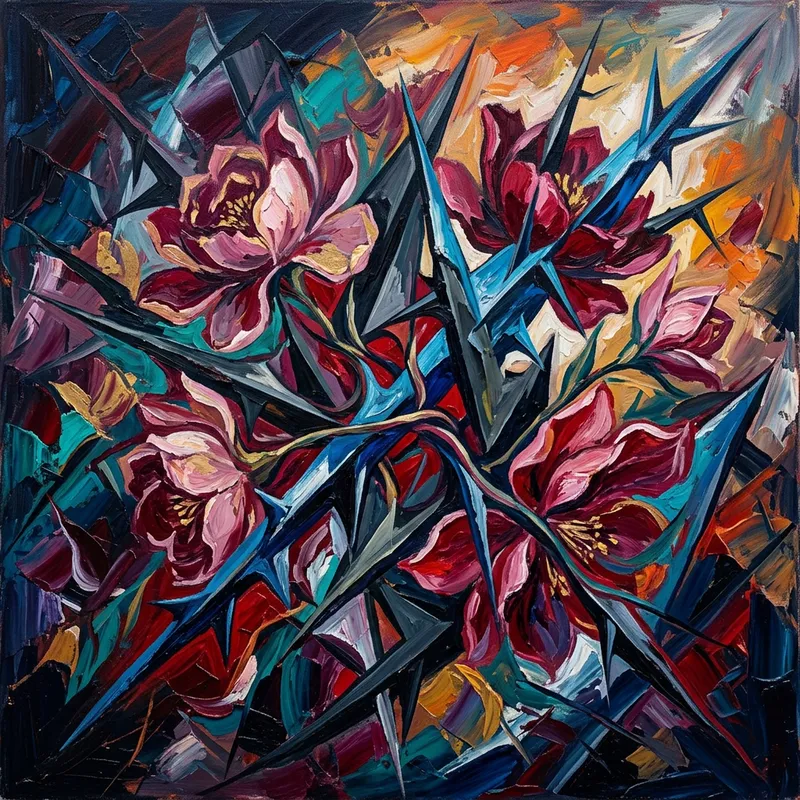 Duality of Endometriosis: Abstract Artwork Depicting Pain and Strength