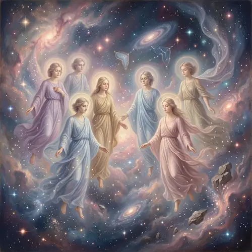 Ethereal Celestial Beings in Cosmic Expanse | Surreal Fantasy Art