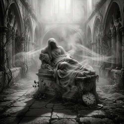 Eternal Rest Artwork: Surrealistic Concept in Monochrome Style