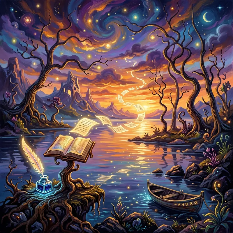 Surreal Sunset by Salvador Dali | Tranquil Lake Reflections