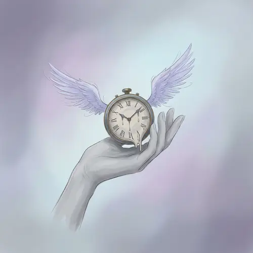 Delicate Hand Holding Winged Clock | Surrealistic Digital Art