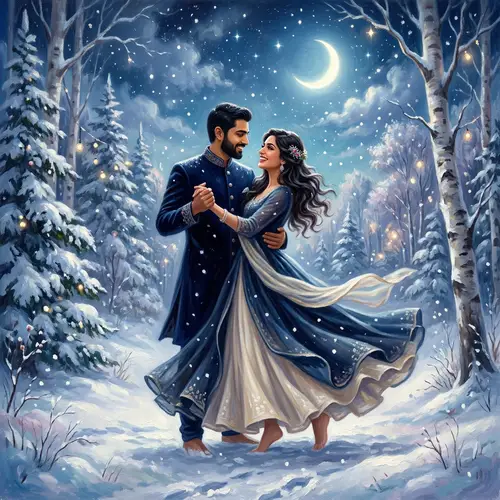 Surreal Winter Love Dance in Snow-Kissed Forest | Romantic Scene