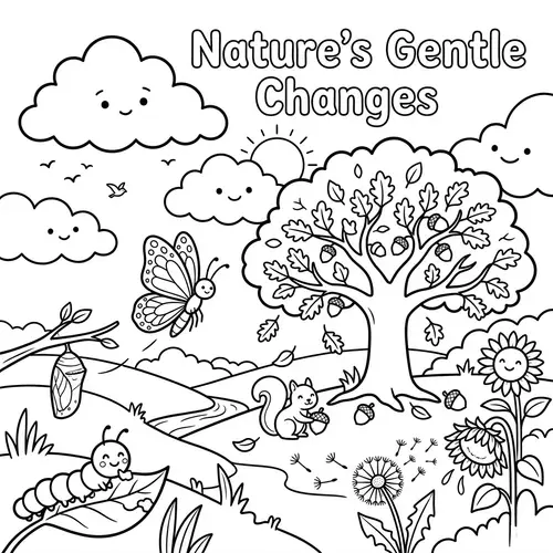 Whimsical Fluffy Clouds Coloring Page - Death is Natural Theme