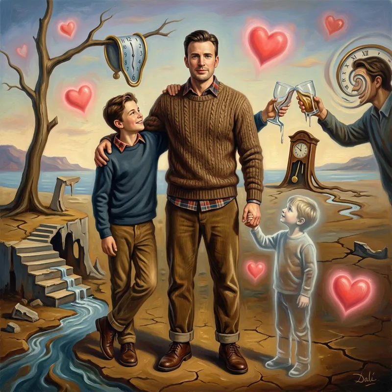 Dermot Mulroney Lookalike as Father, Brother, Friend in Surreal Dali-esque Setting