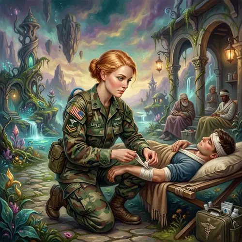 Resilient U.S. Navy Corpsman in Fantastical Landscape - LIVELY