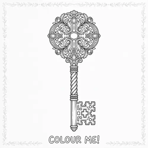 Intricate Key Coloring Page for Creative Fun