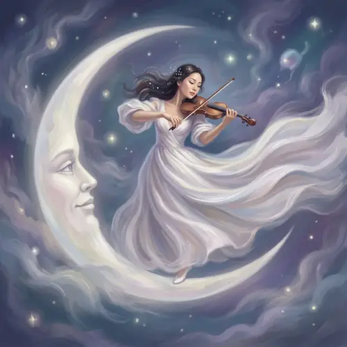 Asian Woman Dancing in Surreal Moonlit Sky | Lunar Fantasy