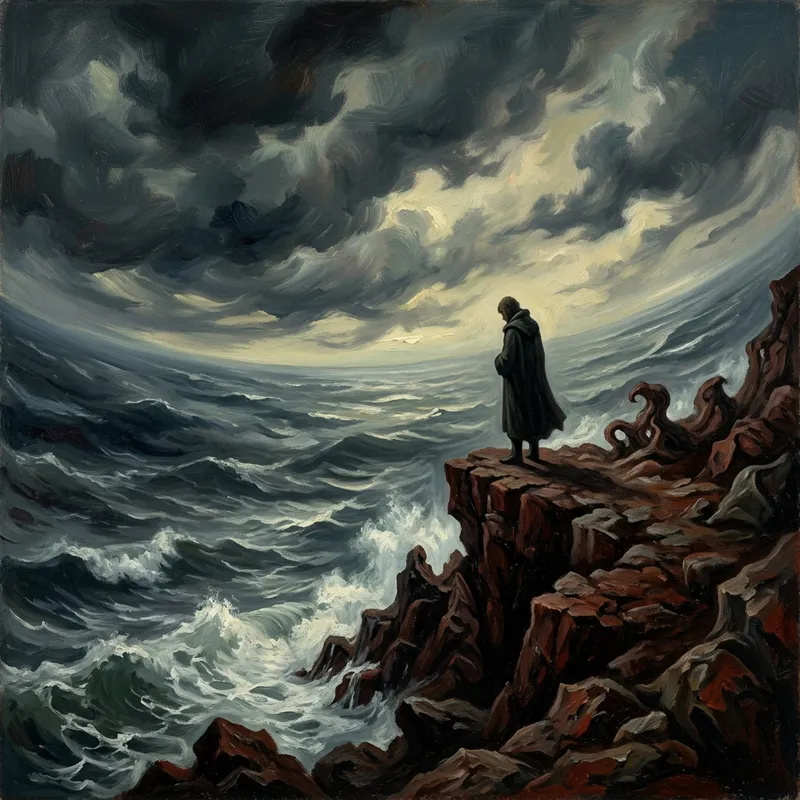 Existential Dread: Human Insignificance Amid Turbulent Nature