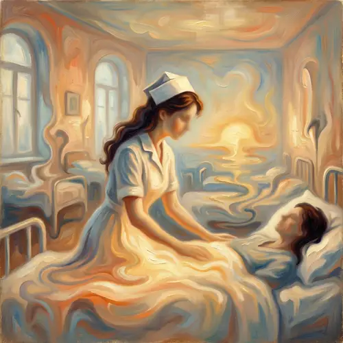 Compassionate Nurse Attending to Hispanic Male Patient in Hospital Room