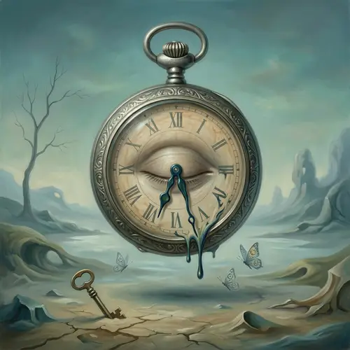 Surreal 'Eye of Time' Pocket Watch Art | Conceptual Art Genre