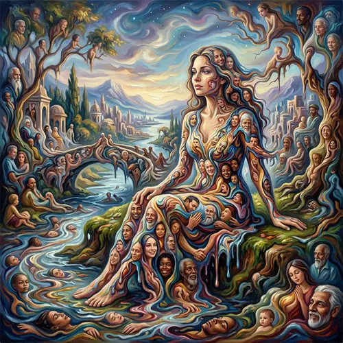 Dream-Like Mosaic: Surreal Oil Painting of Interconnectedness