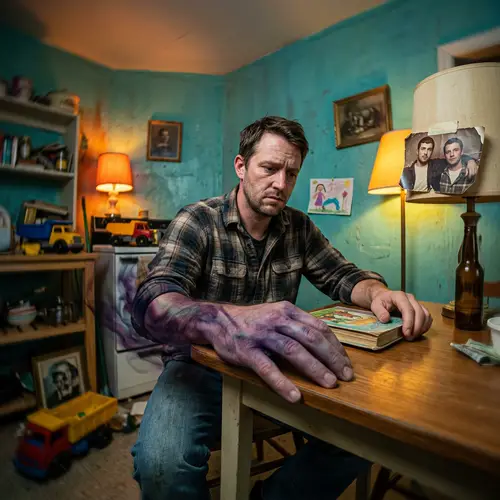 Surrealist Photo Capturing Man's Struggle with Roles & Addiction