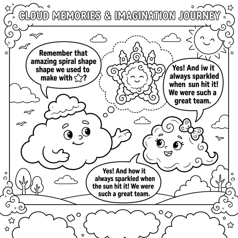 Heartwarming Whimsical Clouds Coloring Page for Children