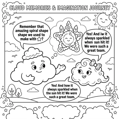 Whimsical Clouds Coloring Page for Kids | Printable & Online Sharing