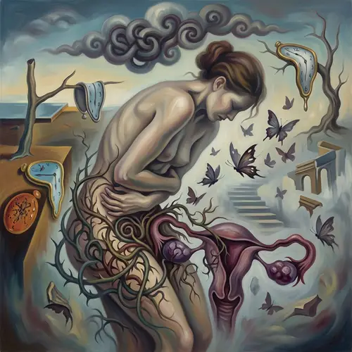 Surrealistic Interpretation of Endometriosis Pain | Art Nouveau Style