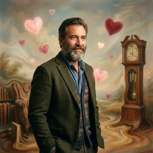 Middle-Aged Bearded Man Embracing Love and Bonds | Ethereal Art